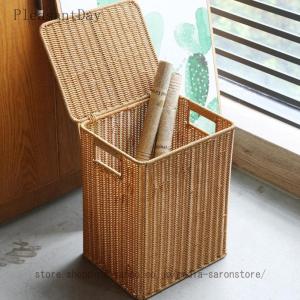 ランドリーバスケット フタ付きバスケット 洗濯...の詳細画像2