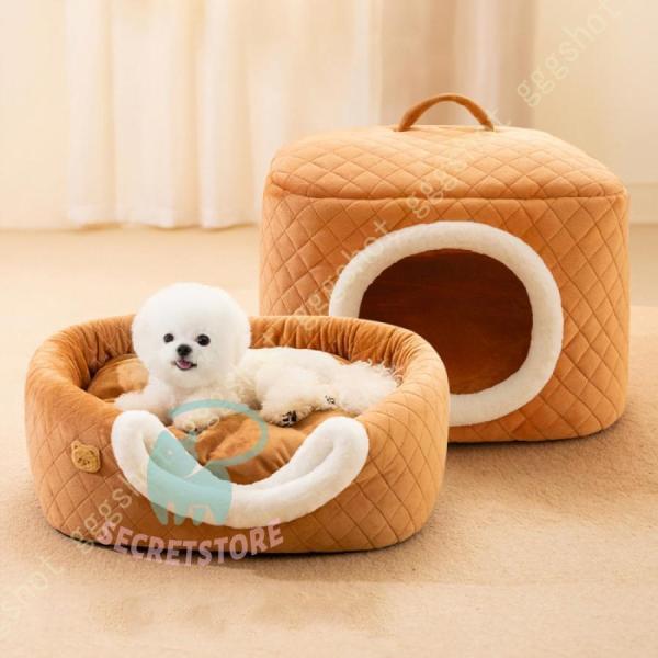 ふわふわ 猫ハウス ドーム型 冬 おしゃれ ハウス ペットベッド 小型犬 猫 ベッド 暖かい 洗える...
