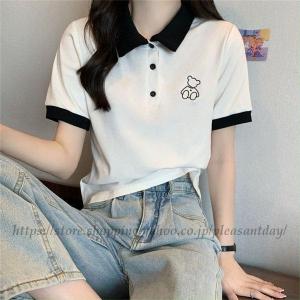 爆買 シャツ 夏服 ポロシャツ トップス レデ...の詳細画像1