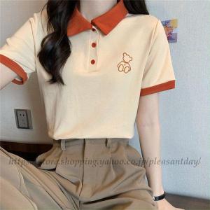 爆買 シャツ 夏服 ポロシャツ トップス レデ...の詳細画像3