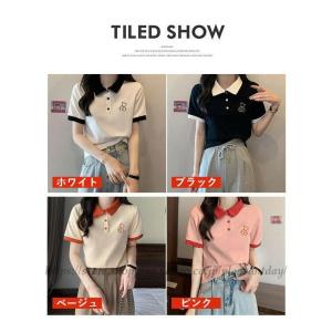 爆買 シャツ 夏服 ポロシャツ トップス レデ...の詳細画像5