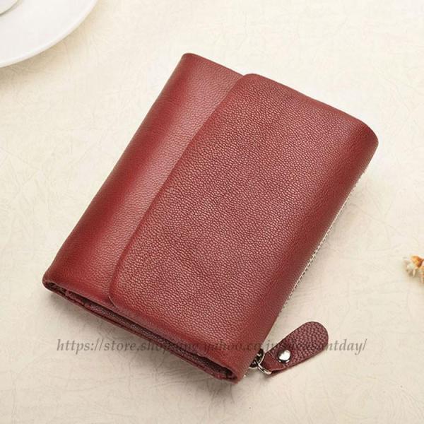 三つ折り財布 新入荷 牛革　本革　財布 レディース 小銭入れ　カード入れ　サイフ　 おしゃれ wal...
