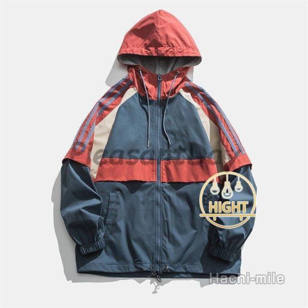 マウンテンパーカー メンズ 大きいサイズ  アウター ジップアップパーカー 春 秋 配色 切り替え ...