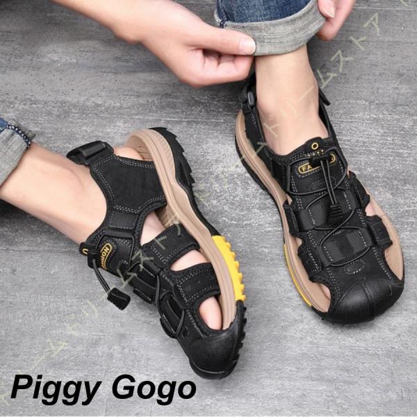 スポーツサンダル メンズ サンダル 本革 クッション性 履き心地 アウトドア 大きいサイズ 幅広 オ...