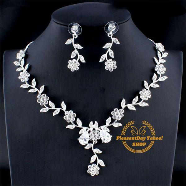 ウエディング シルバー ゴールド ネックレス ピアス 花嫁 ウェディング 結婚式 発表会 演奏会 披...