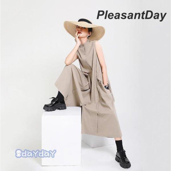 春夏 Aライン 2021新作 夏 大きいサイズ レディース ロング丈 ノースリーブワンピース マキシ...