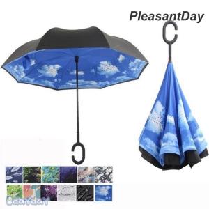 逆さ傘 さかさま傘 花柄 長傘 柄物 レディース メンズ 日傘 雨傘 晴雨兼用 UVカット 紫外線対策 ボタン手動開閉式 完全遮光 逆開き傘 オシャレ 可愛い 8本骨