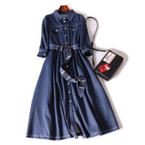デニム ワンピース ロング レディース デニムワンピース ロングワンピース 長袖 七分袖 大きいサイ...