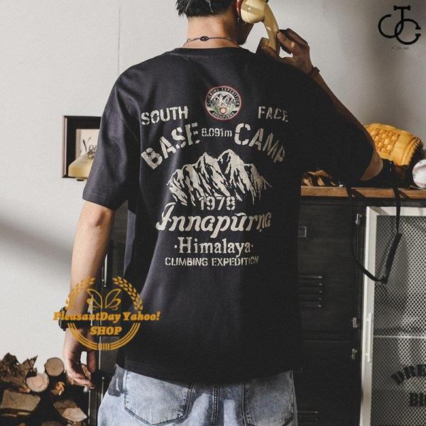 Tシャツ 半袖 メンズ オシャレ 丸首 ビッグシルエット プリント カレッジ 通気 ストリート 英文...