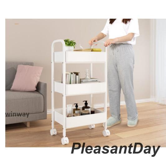 キッチンワゴン キャスター付き 引き出し 天板付き スリムタイプ 省スペース3段 スチール 収納ラッ...