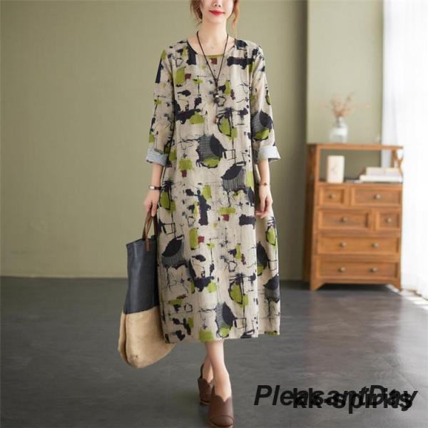 ワンピース 春 シャツワンピース シャツ きれいめ 花柄 ロングシャツ コットン 麻混 レディース ...