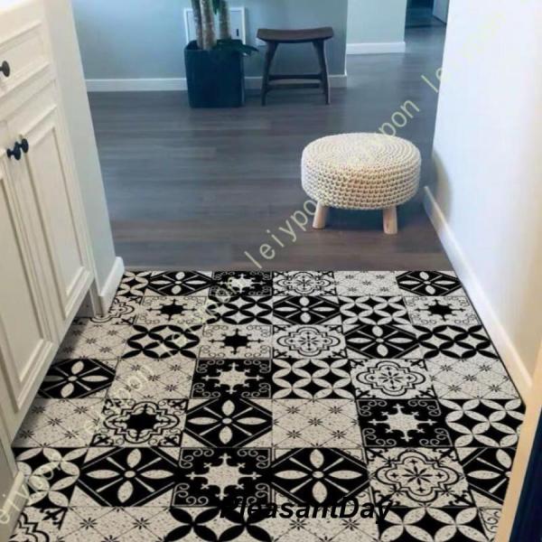 ドアマット 北欧風 玄関マット 泥落とし 屋外 屋内 PVC ビニール おしゃれ 抽象的な図案 幾何...