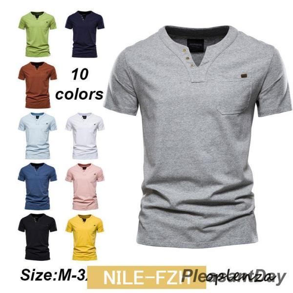 tシャツ メンズ 半袖 ヘンリーネックTシャツ 無地 おしゃれ  白tシャツ 大きいサイズ 夏服 3...
