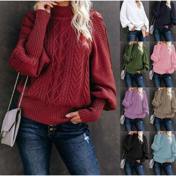 やわらか 杢糸 ざっくり ケーブル 編み タートル ニット セーター レディース