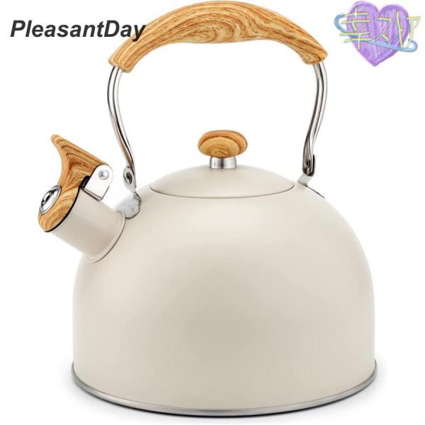 やかん 2.5L 笛吹きケットル ケトル 広口 ステンレス製 木目ハンドル 大容量 IH対応 オシャ...