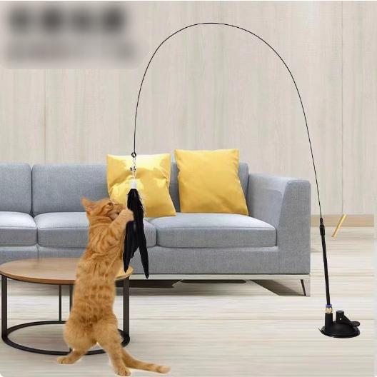 猫のおもち 猫 おもちゃ自動 猫じゃらし吸盤式 猫玩具釣り竿 プレミアムフェザー ランヤード?トイ ...