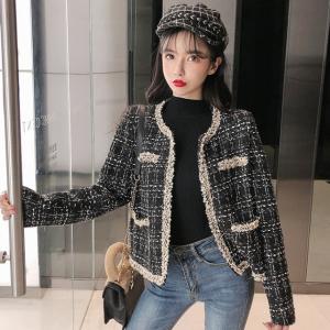 ツイードジャケット レディース ノーカラージャケット アウター