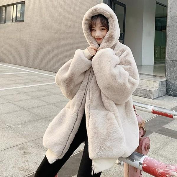 ボアブルゾン レディース ボアジャケット フード付き アウターコート もこもこ あったか 韓国ファッ...