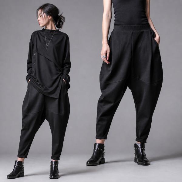 サルエルパンツ レディース クロップドパンツ モード系 パンツ 9分丈 ボトムス 個性的 ハーレムパ...