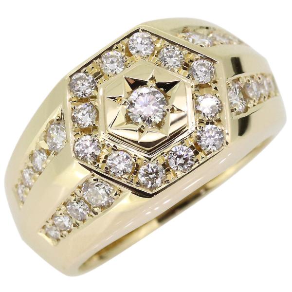 メンズ ダイヤモンド リング 18金 印台 指輪 ダイヤモンドリング