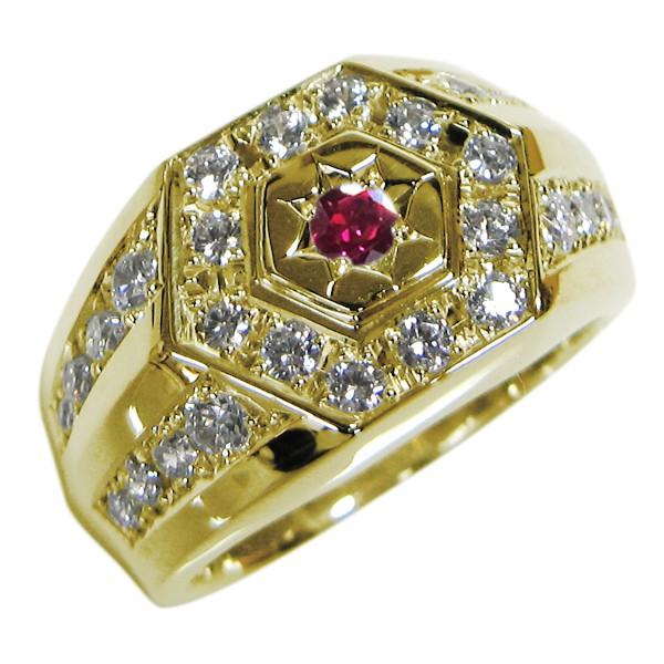 ルビーリング k18ゴールド 印台 指輪