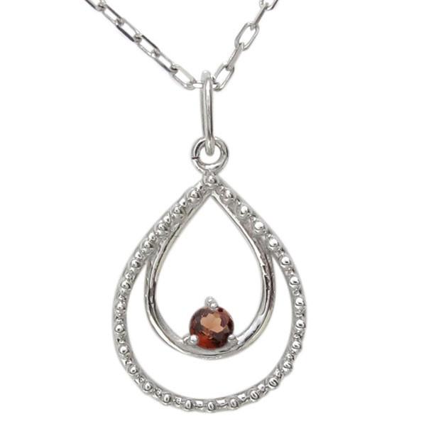 プラチナ ガーネットネックレス 雫 ティアドロップ ペンダント クリスマス ポイント消化