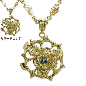 薔薇ネックレス アレキサンドライト ペンダント ばら 10金 メンズネックレス｜plejour