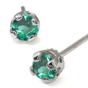 プラチナ エメラルド ピアス シンプル 一粒 ピアス クリスマス ポイント消化