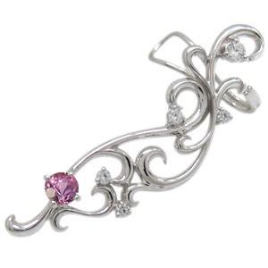 ピンクサファイア・イヤーカフ・ピアス・唐草・ピアス : mp-0031-9-b  