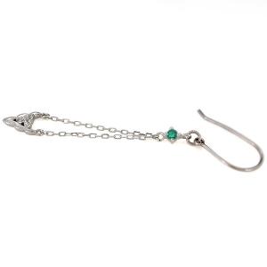 18金 ピアス 直営店 ロングチェーン 天然石 揺れるピアス エメラルド