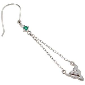 18金 ピアス 直営店 ロングチェーン 天然石 揺れるピアス エメラルド