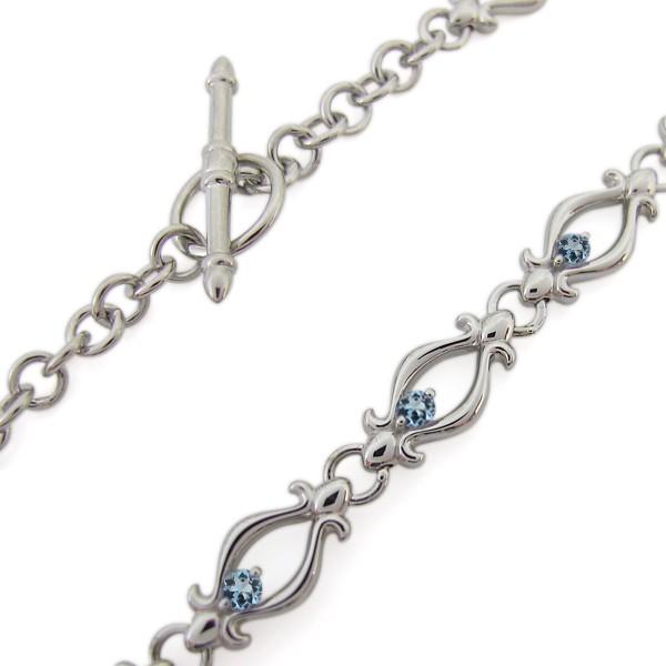 プラチナ ブレスレット メンズ ブレス アクアマリンサンタマリア 3月誕生石 クリスマス ポイント消...