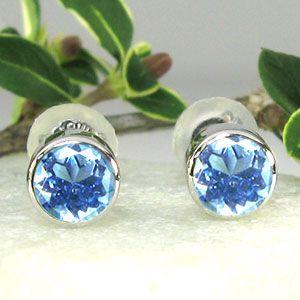サンタマリア 一粒 ピアス シンプル アクアマリン 18金 メンズピアス 