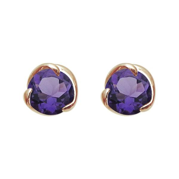一粒 ピアス アメジスト 18金 シンプル アメジストピアス シンプル