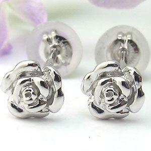 18金 ピアス 薔薇 ピアス シンプル スタッドピアス