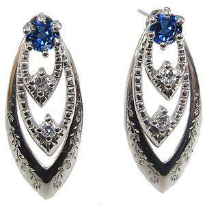 ピアス K18 サファイヤ 一粒 18金