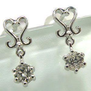 鑑定書 ダイヤモンド ピアス 0.10ct 一粒 K18ゴールド ダイヤピアス 