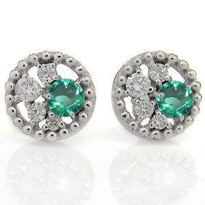 ピアス エメラルド k18 18k 18金 イエローゴールド レディース ミント