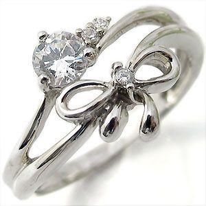 プラチナリング ダイヤモンド リボン エンゲージリング 婚約指輪 クリスマス ポイント消化