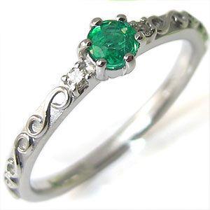 プラチナ エメラルド リング 一粒 婚約指輪 安い クリスマス ポイント消化