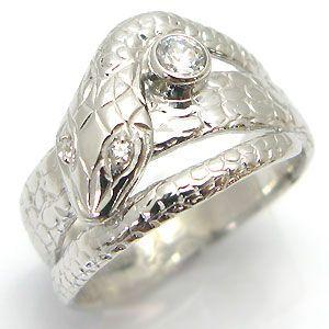 鑑定書付き スネークリング ダイヤモンド SIクラス 約0.10ct 18金 蛇 指輪 ファランジリング｜plejour