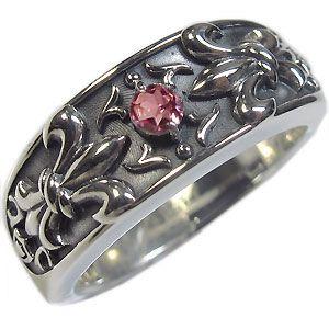 指輪 メンズ ピンクトルマリン リング シルバー クロス リング