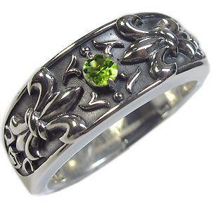 指輪 メンズ ペリドット リング シルバー クロス リング