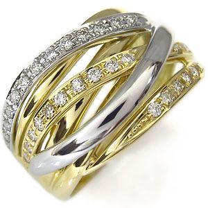 プラチナ 18金 コンビ ダイヤモンド リング 指輪 クリスマス ポイント