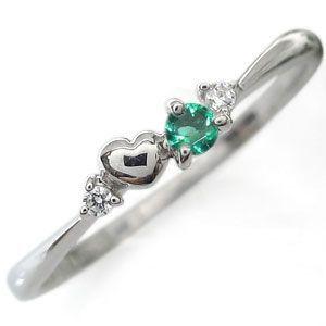 ハート エメラルド ピンキーリング 18金 指輪 ファランジリング