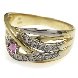 通販人気セール ピンクトルマリン 指輪 18金 プラチナ コンビリング ラインリング 母の日 ポイント消化 専門ショップ