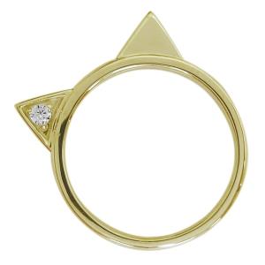 10金 指輪 ダイヤモンドリング 猫 ネコリング レディース｜plejour