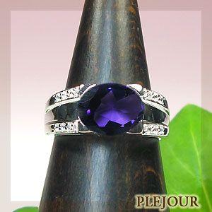 アメジスト リング 指輪 大粒 15.0ct Pt900/K18WG アンティーク風 2月