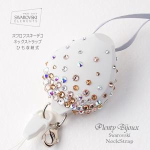 ネックストラップ スワロフスキーデコ ゴールドジュエリー リール式 長さ調節 IDカードホルダー スマホホルダー