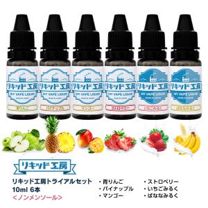 電子タバコ リキッド リキッド工房 10ml お試し6本セット ノンメンソール（青りんご パイナップル マンゴー 他3種類）｜ploo-pla